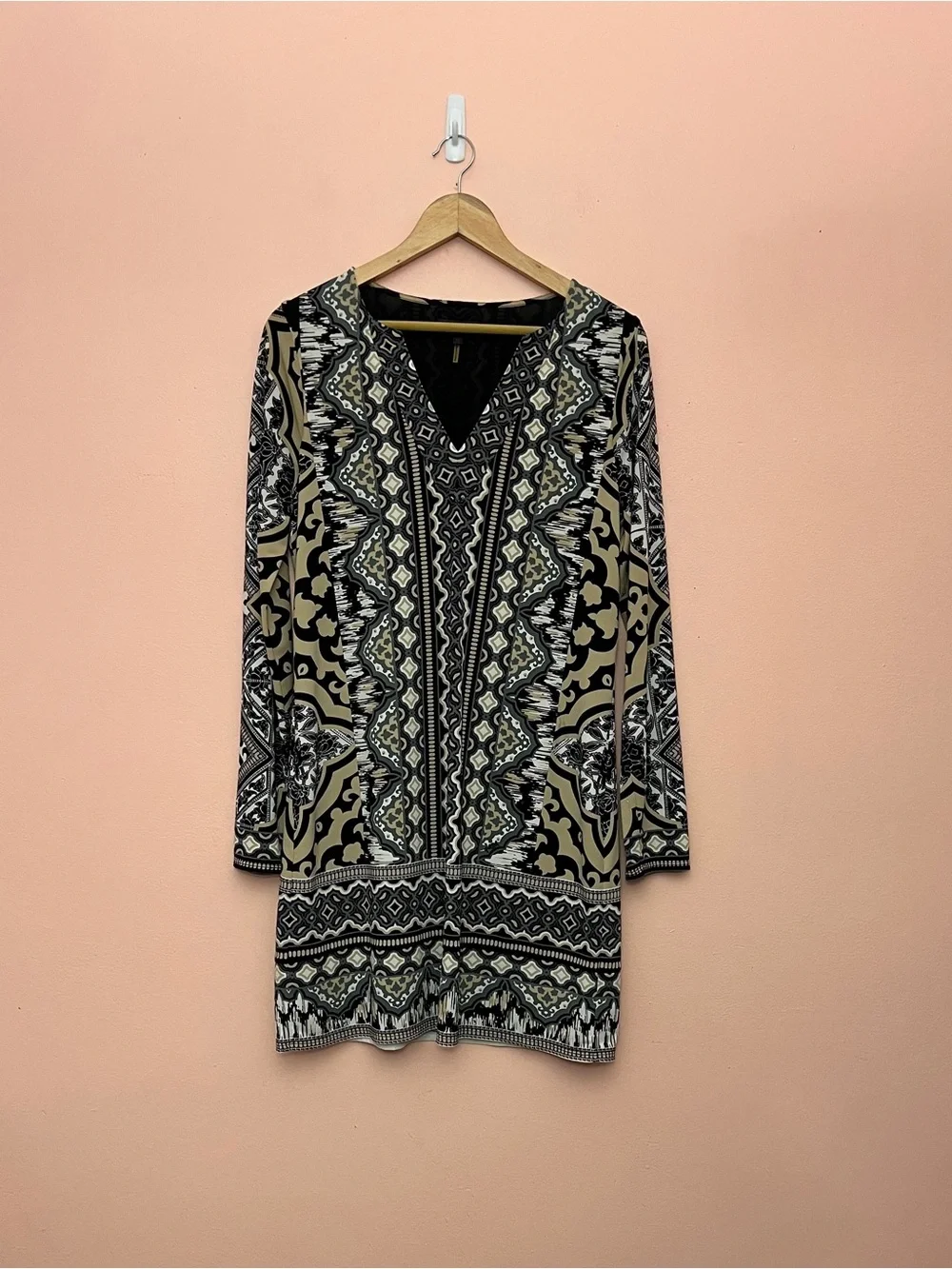 Hale Bob Aztec Patterned Jersey Shift Mini Dress Medium